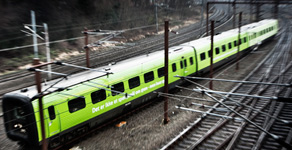 De grønne IC3-tog skal omverdenen opmærksom på at toget har en klar miljøfordel i forhold til bilen. Foto: Martin Stampe.