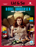 Bodil Jørgensen sidder i sengen med en morgenmadsbakke foran sig på forsiden af Ud & Se december 2018
